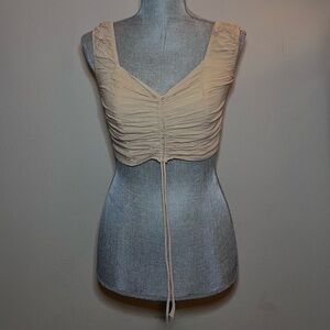 Cropped Corset Style Drawstring Blouse
Cream Colored